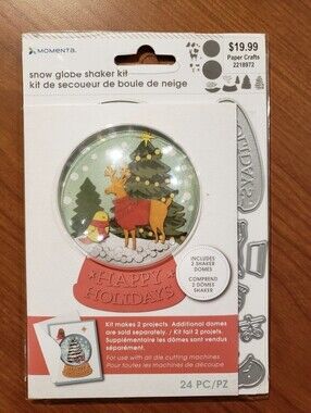 Snow Globe Shaker Kit. Die Cuts & 2 Shaker Globes. Holiday Christmas Cards NEW